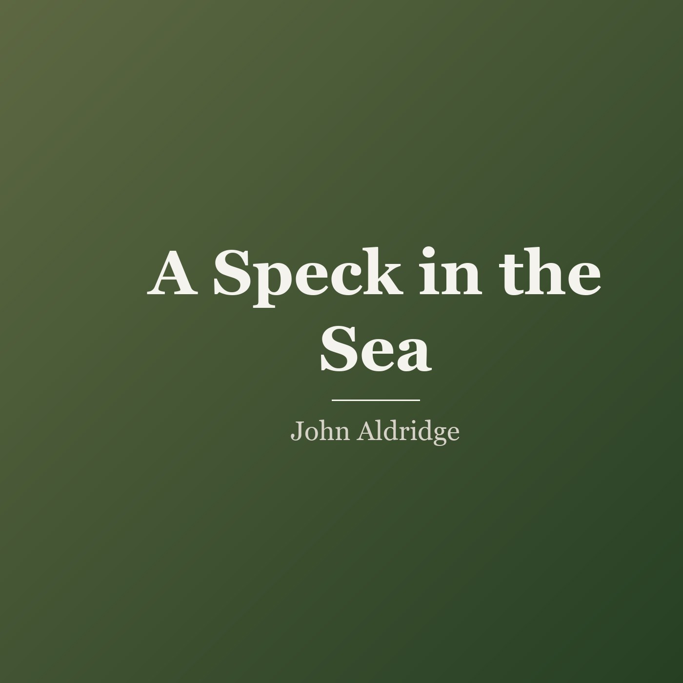 A Speck in the Sea cover