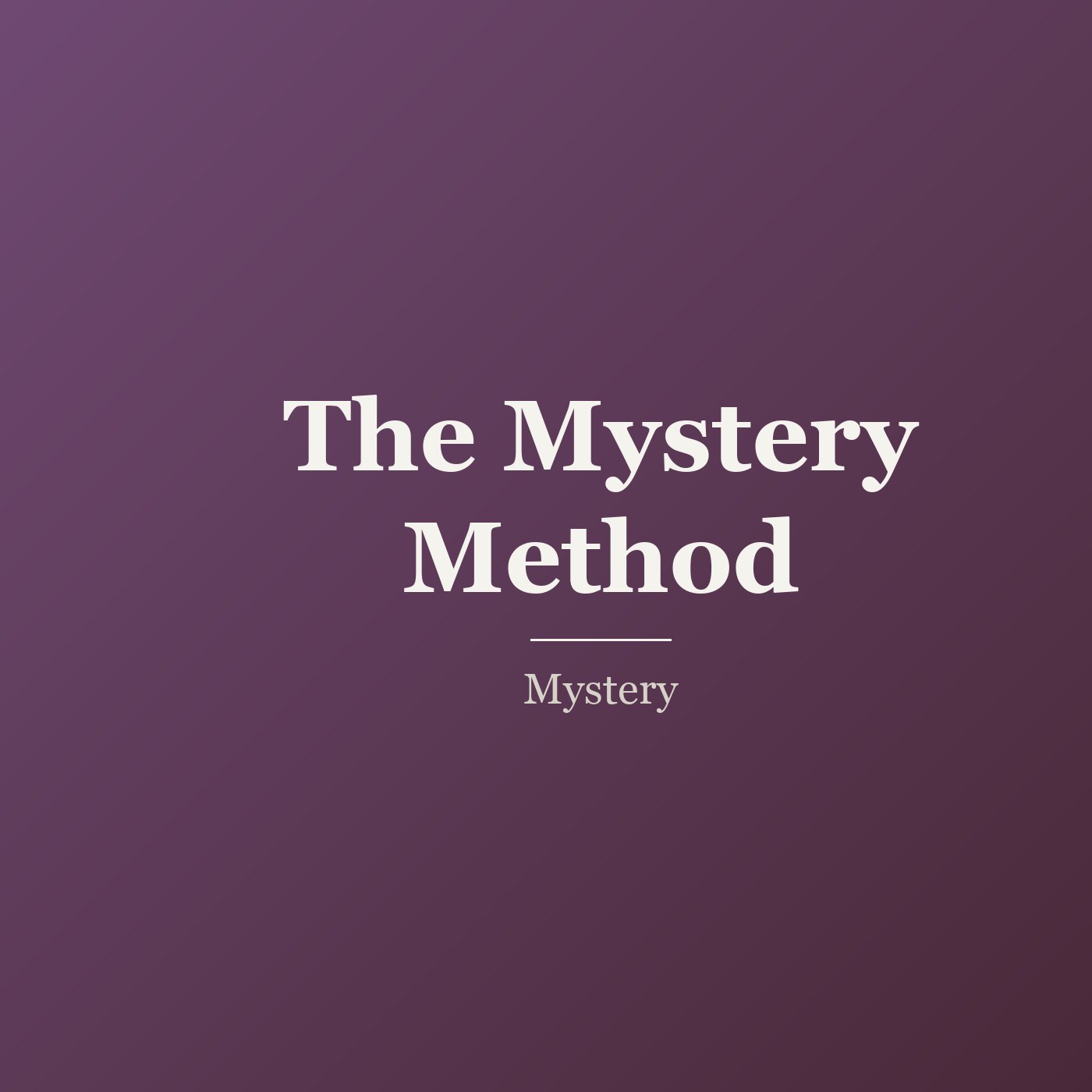 The Mystery Method cover
